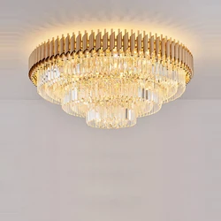 LED Postmodern Round 2-3 Layer Golden Black Crystal Designer Lustre Lamparas De Techo Ceiling Lights.Ceiling Lamp For Foyer