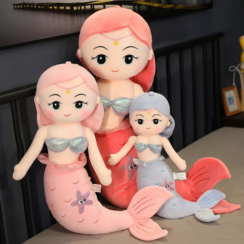 Multi Size Kawaii Mermaid Plush Toys Soft Animal Pillow Stuffed Toy Princess Dolls Children Boys and Girls Birthday Gifts Decor