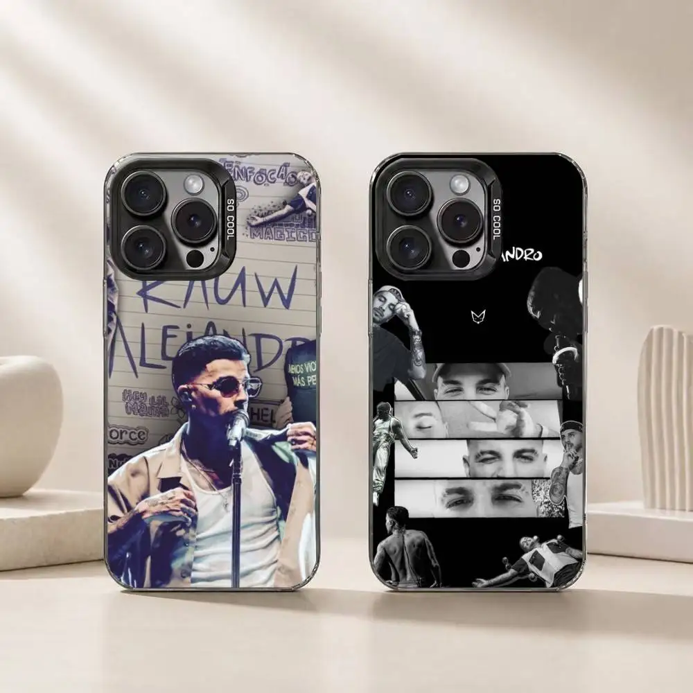 S-Singer R-Rauw A-Alejandro Phone Case For iPhone 17,16,15,14,13,12,11 Plus,Pro Max,XS,Colored Silver Plated Inside Cover