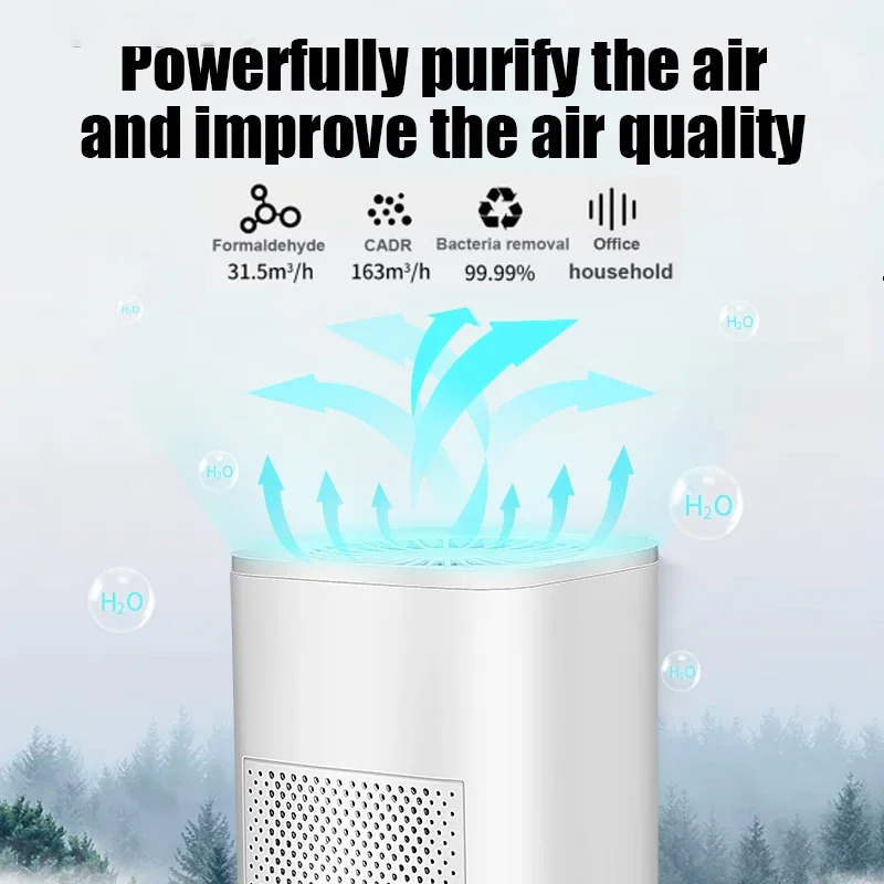 Xiaomi Youpin New Air Purifier UV Activated Cleaner Ozone Ionizer Sterilization Remove Smoke Odor 2024 Air Filter Fresh for Home