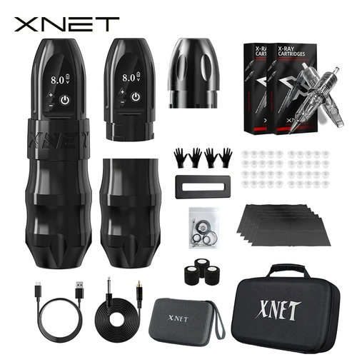 Kit de máquina de tatuaje inalámbrica XNET Titan con agarre adicional de 38mm, batería de 2400mAh, 40 Uds., cartucho de tatuaje mixto para artistas de tatuajes