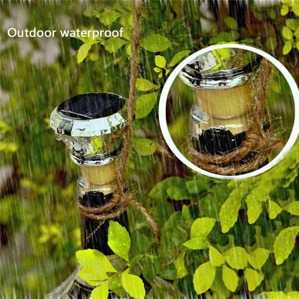 Updated Solar Wine Bottle Lights 2M 20 LED Copper Wire Fairy Garland String Lights for Xmas Wedding Party Decor 4/8/10 Pack