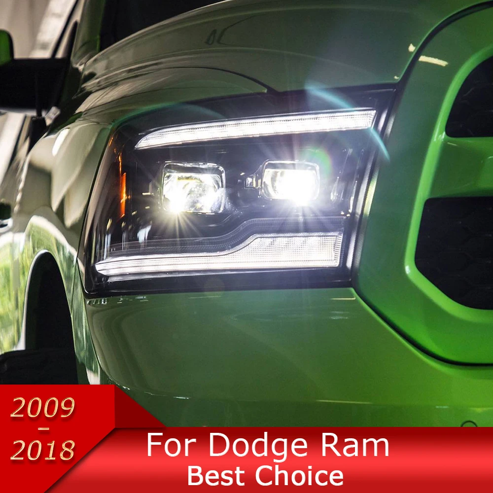 Car Lights for Dodge Ram 2009-2018 LED Auto Headlights Assembly Upgrade Projector Double 2 Lens Tool Exterior Accessories