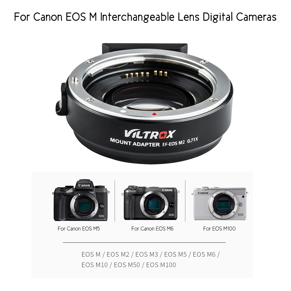 Viltrox EF-EOS M2 Focal Reducer Booster Adapter Auto-focus 0.71x for Canon EF mount lens to EOS M camera M6 M3 M5 M10 M100 M50 view 5