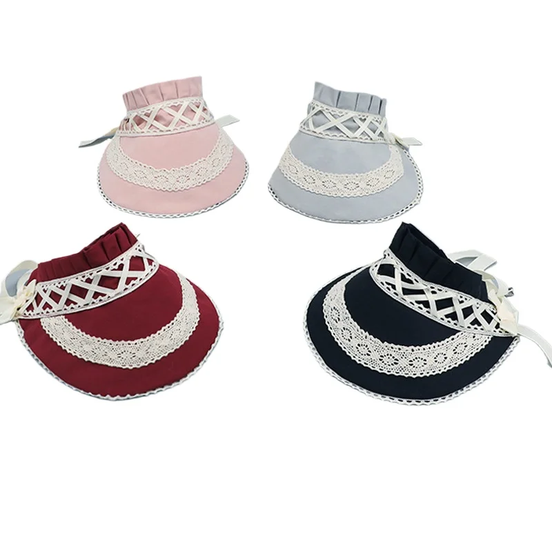

Cute Lolita Hat for Female Cosplayers bnt Lace Trim Bow Headpiece Lolita Hat