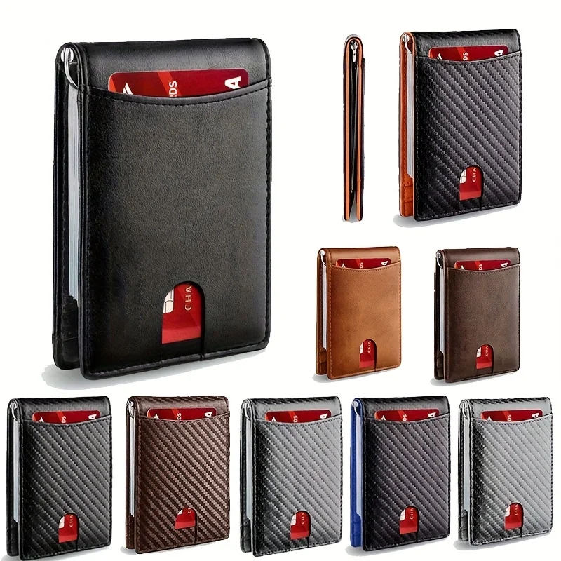 Men's Leather Wallet, RFID Blocking Anti-theft Wallet, Multi-card Card Holder, Money Clip