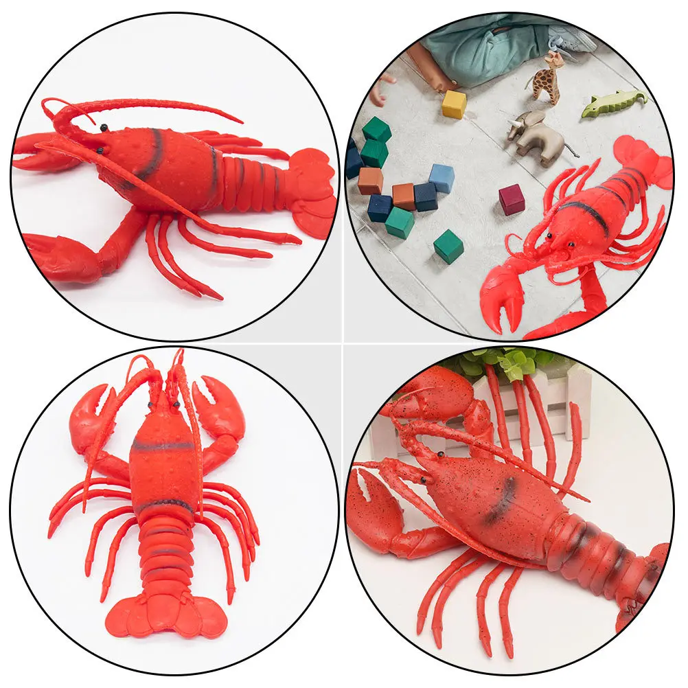 2pcs Fake Lobster Lifelike Rubber Marine Creature For Kids Educational Plaything Squeezing Sea Animal Figures Handheld