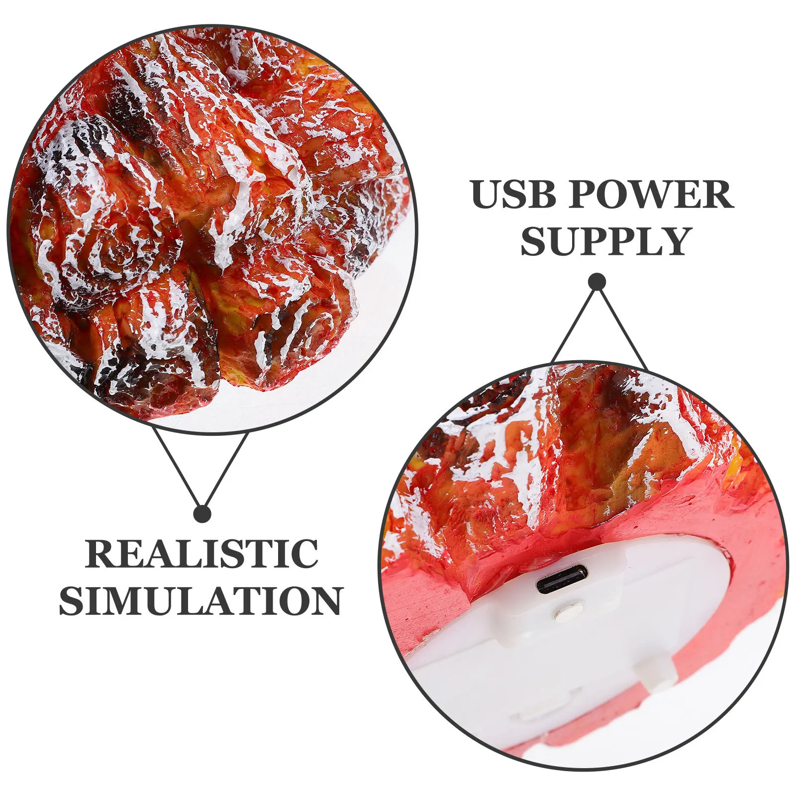 LED Resin Fake Fire Lamp USB Powered Realistic Charcoal Flameless Campfire Light Christmas Halloween Night Light Home Decor