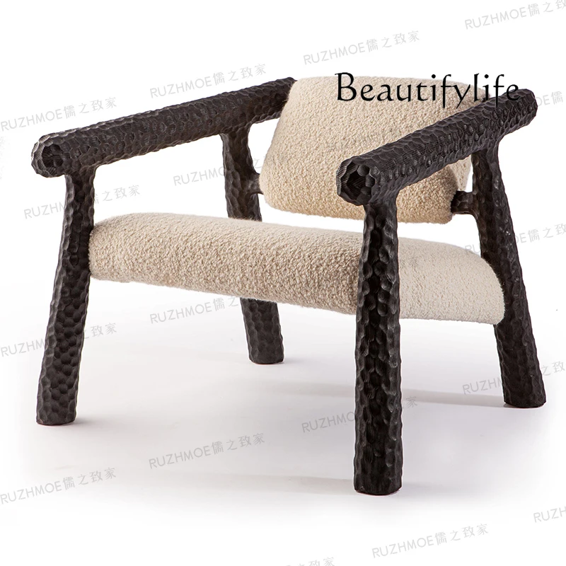 

Medieval carving sofa chair designer art single comfortable home living room negotiation living room armrest