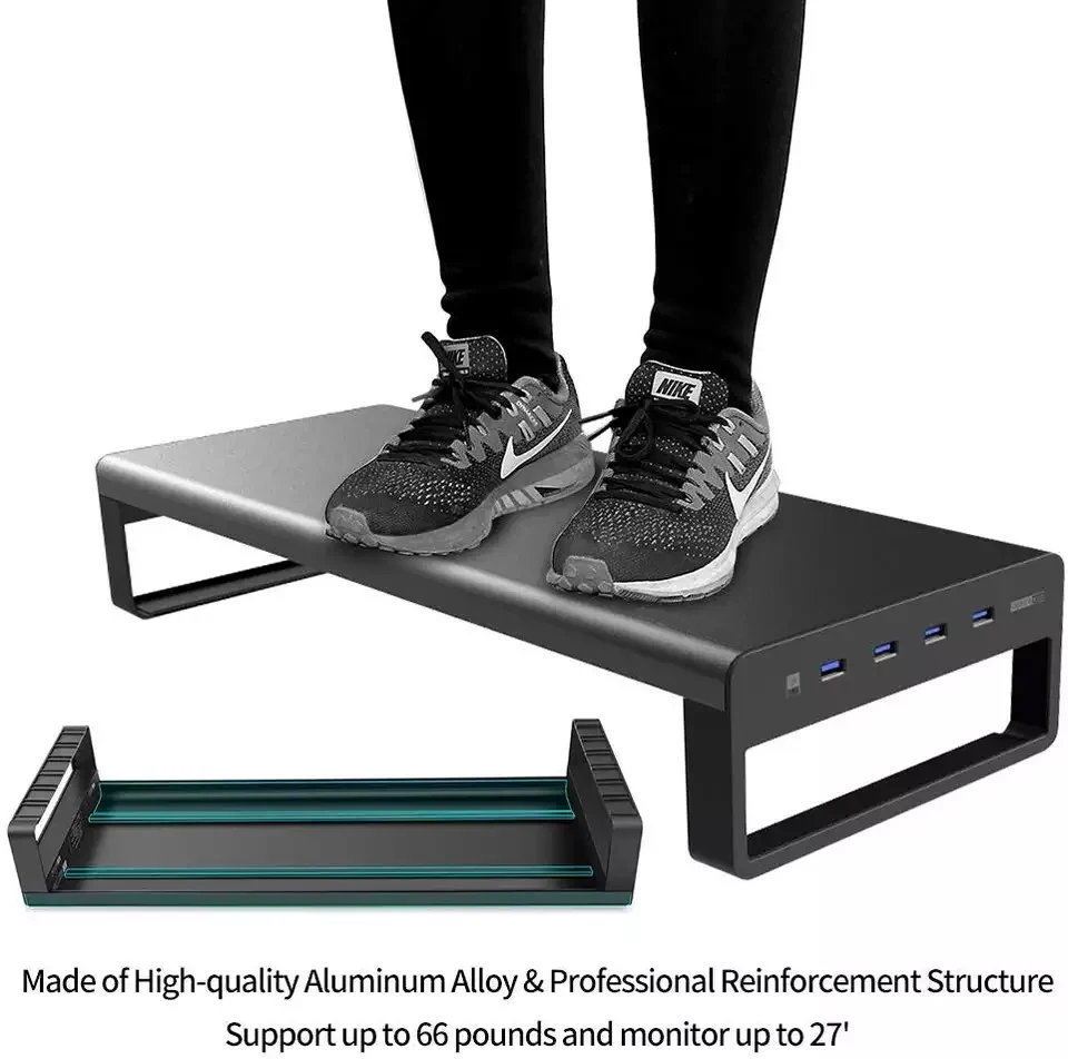 Destacável Multi-Funcional Laptop Stand com Hub USB, alumínio computador Stand