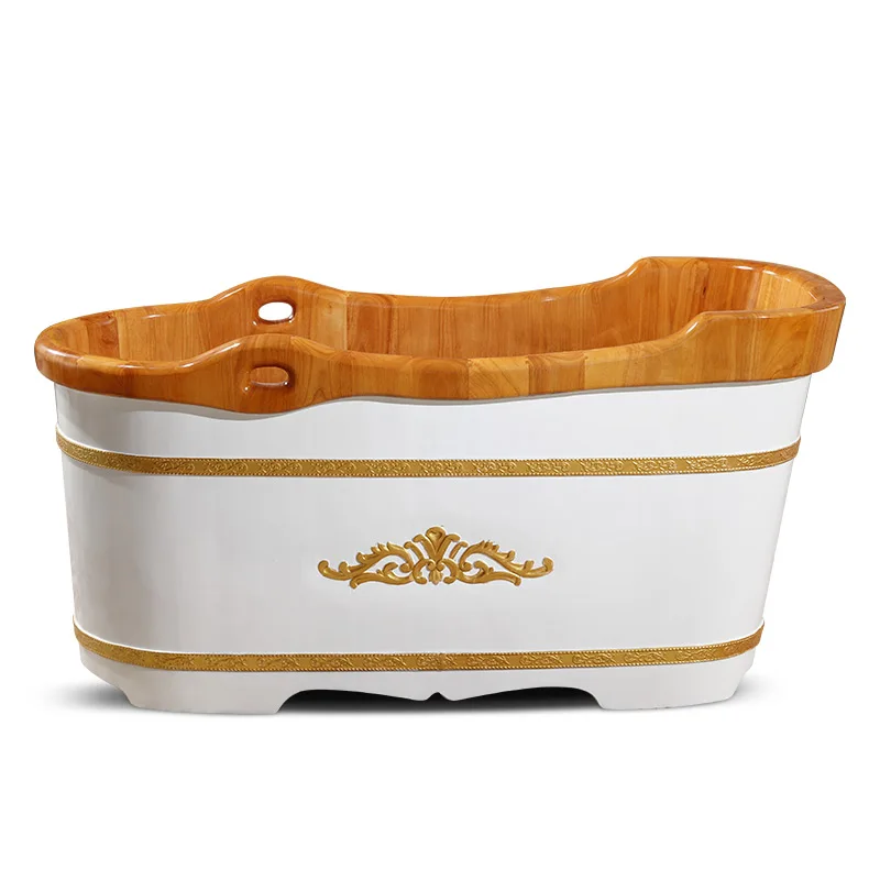 European hand carved bath bucket imported solid wood bath beauty salon practical home.