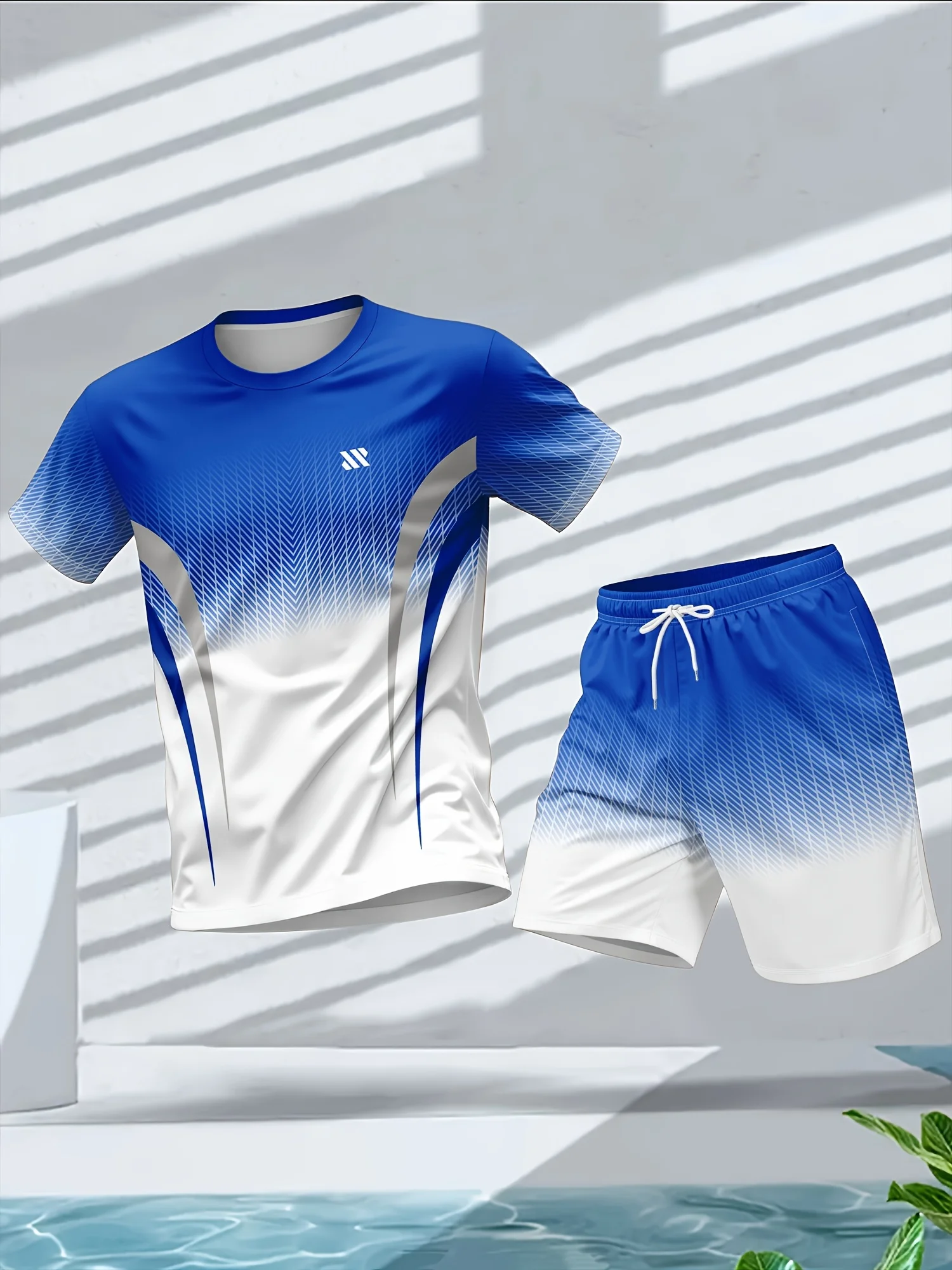 الرجال الصيف أزياء شخصية اللون المطبوعة مريحة تنفس جولة الرقبة تي شيرت السراويل مجموعة في الهواء الطلق ملابس رياضية كاجوال