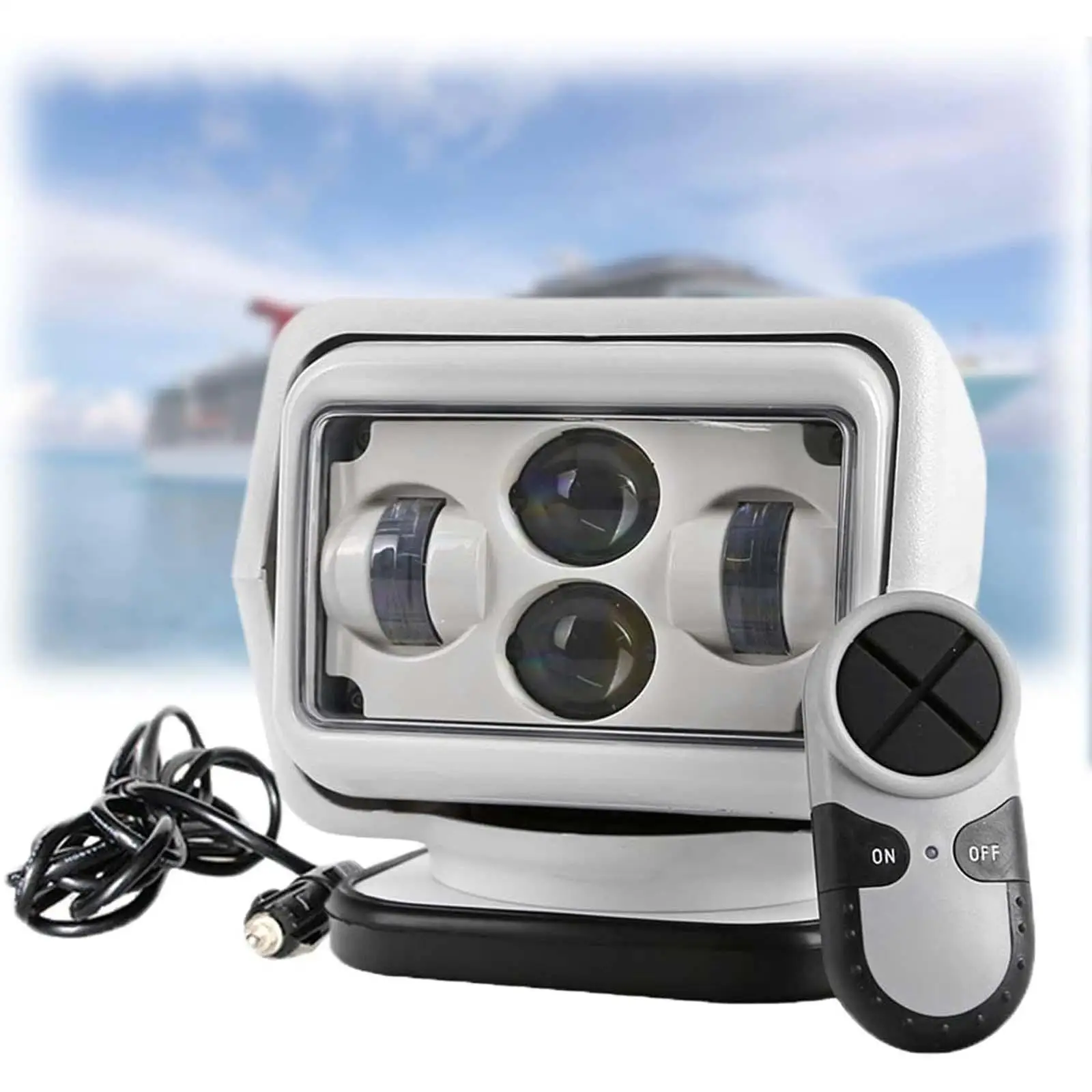 Boat Remote Control Spotlights Outdoor Boating Portable Offroad Vehicles Marine LED Searchlight Distant Control Lamp Work Light