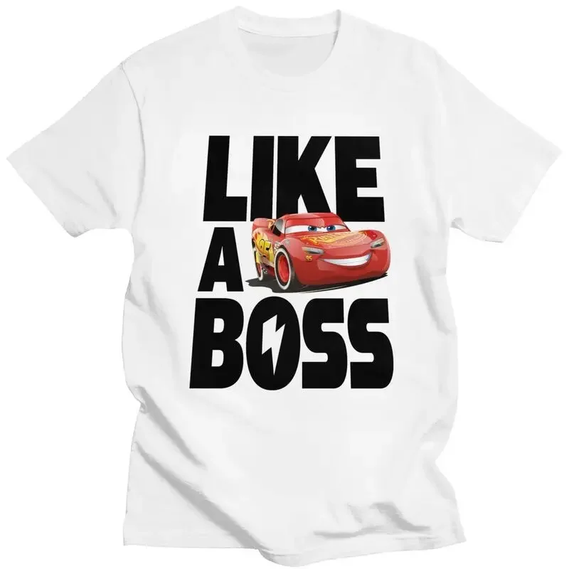 Lightning McQueen Boss Tshirt Men Short Sleeved Graphic T Shirt Cool T-shirts Loose Fit Pure Cotton Tees Merchandise