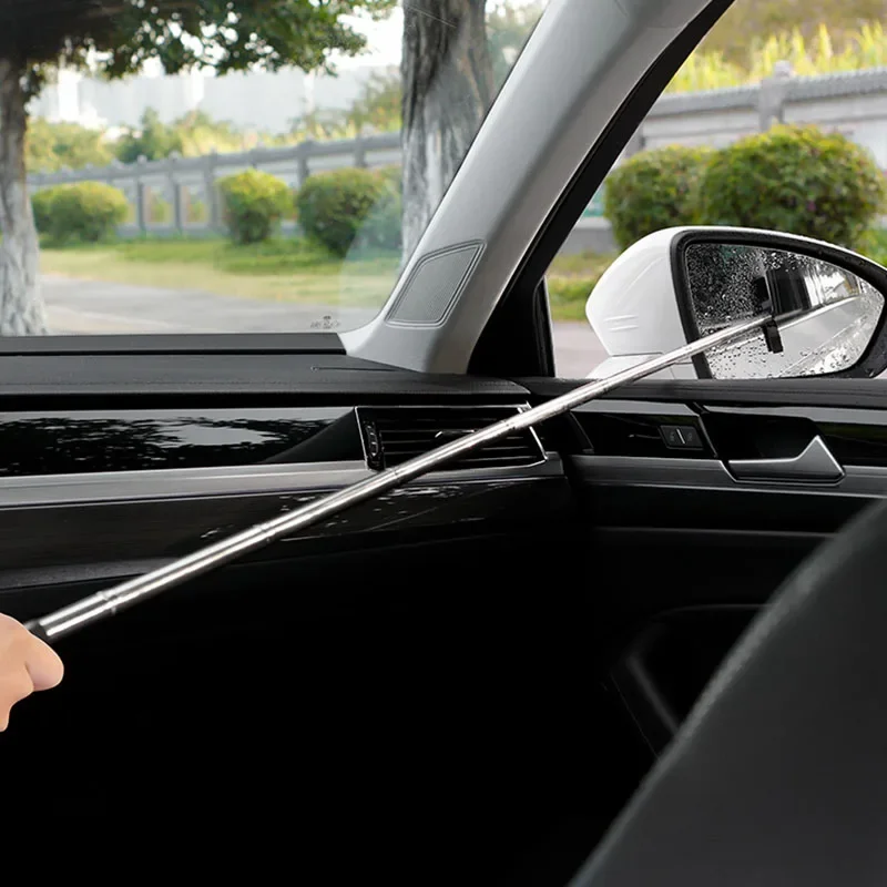 Car Rearview Mirror Wiper Cleaning Tool Auto Glass Mist Cleaner Scraper Car Accessories Handle Telescopic Window Cleaning Brush image 2