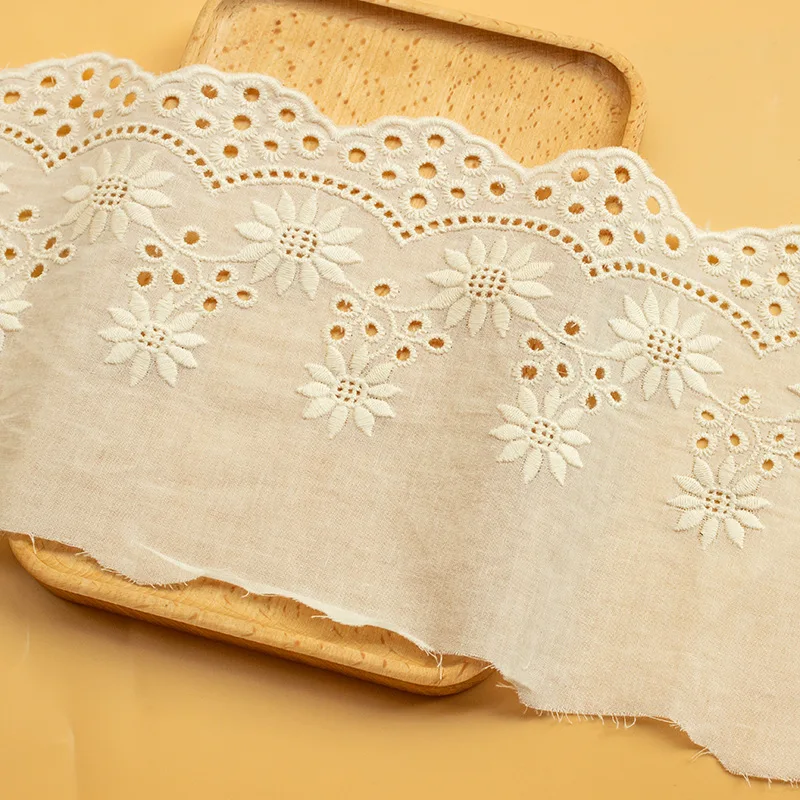 1 Meter Hollow Sunflower Lace Fabric Cotton Embroidery 14CM DIY Border Sewing Lace vestido Children\'s Clothing Accessories