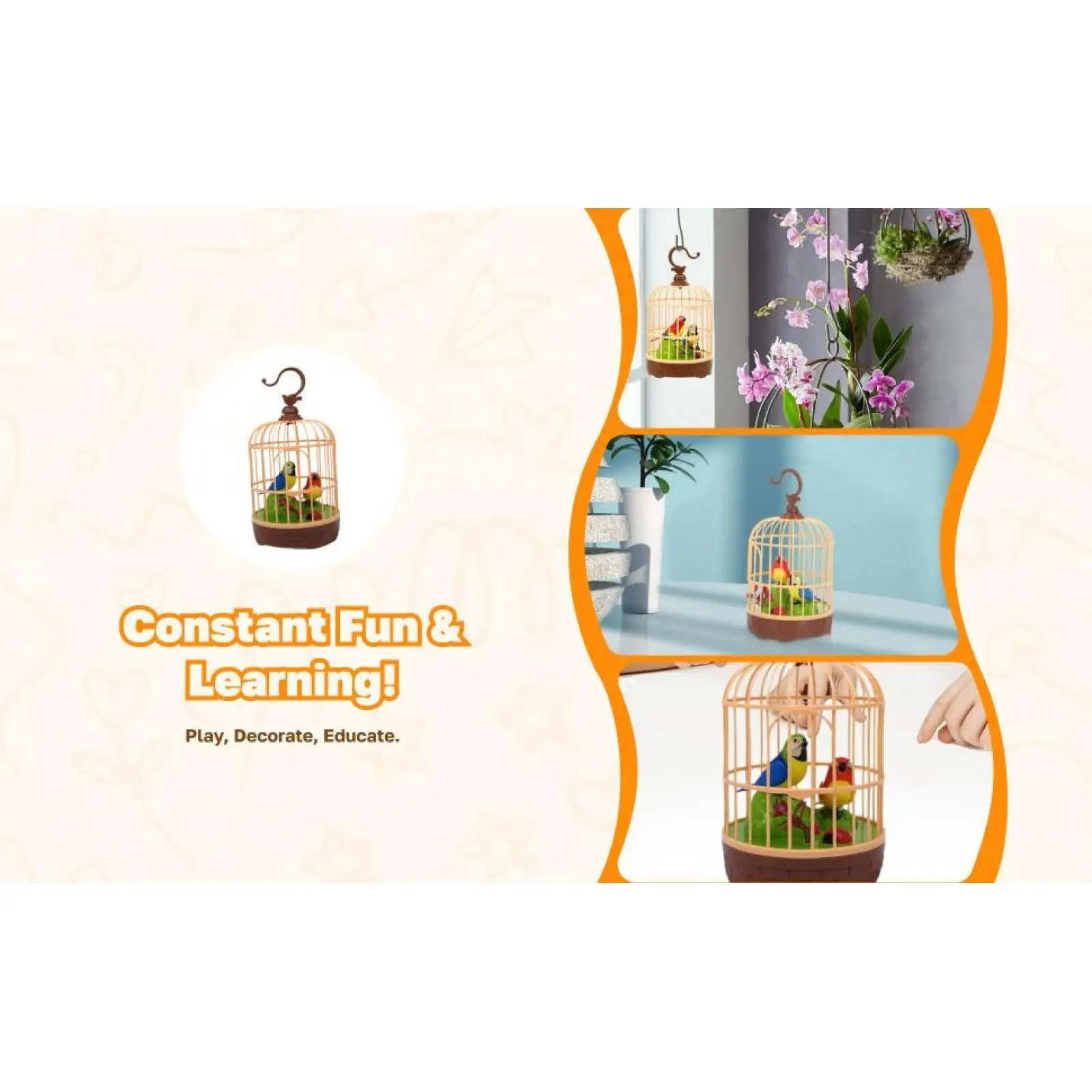 노래하고さえ는 새장 속 새, 음성 인식 움직임, 방 장식품 선물, 아이들과 아기를 위한 말하고さえ는 날개날림