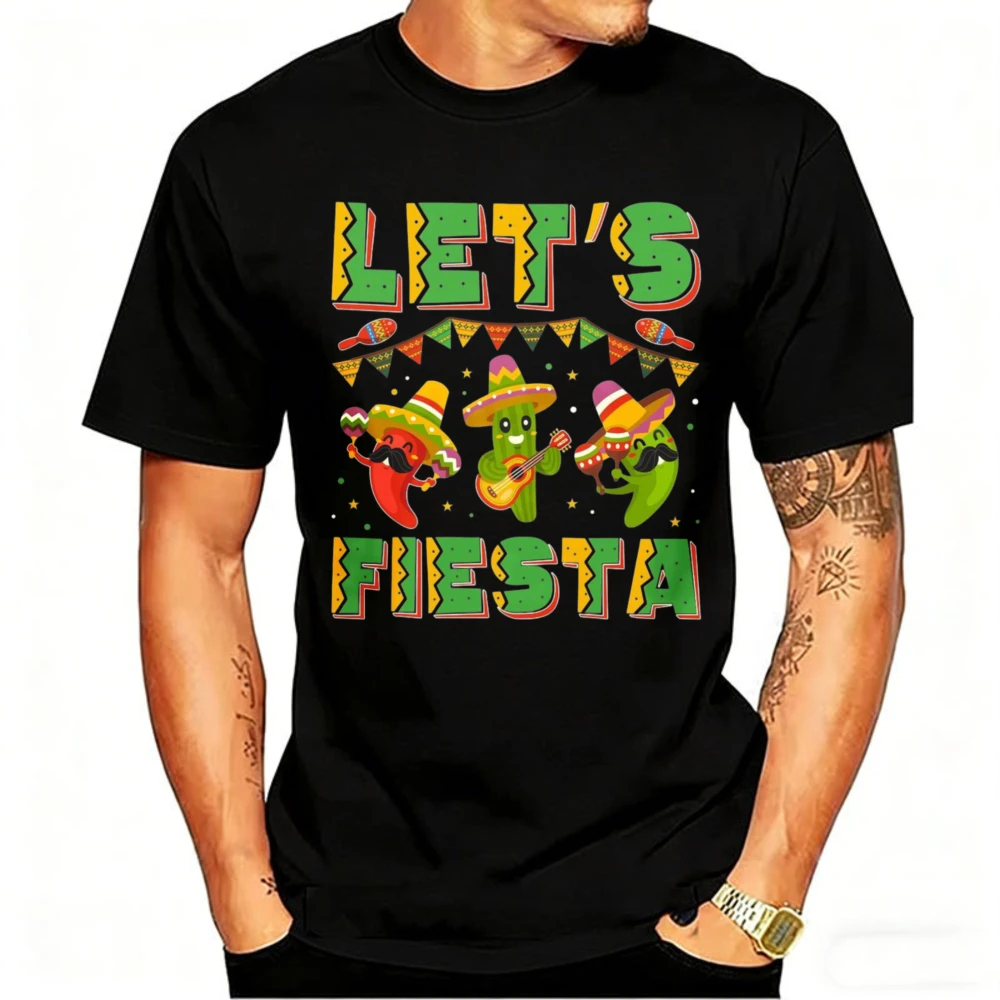 Let's Shirt Party Fiesta Bedrucktes T-Shirt Tops Hot Chili Tee Mexican Amigo Cinco De Mayo Sombrero Streetwear Mariachi Musik