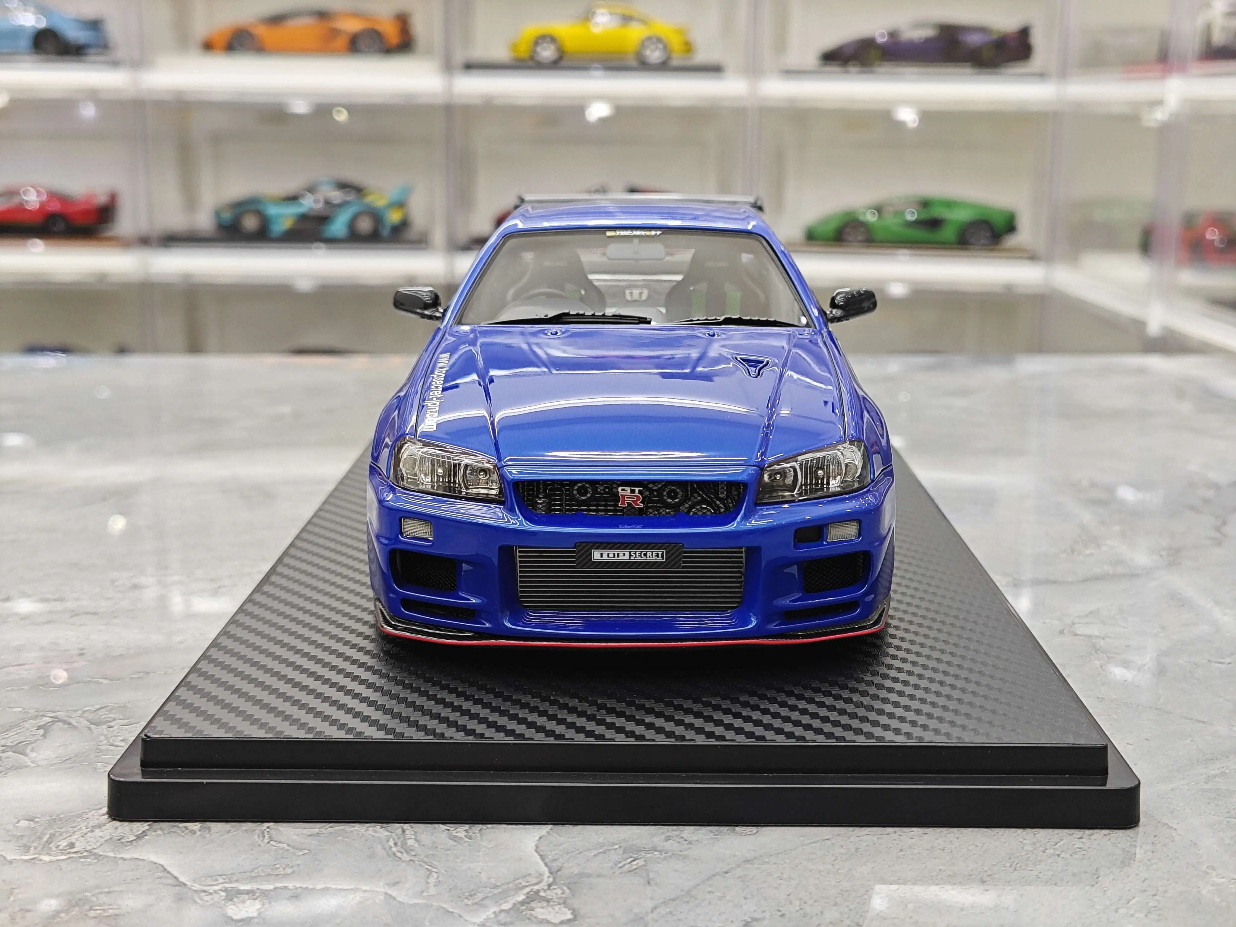 IG 1:18 GTR BNR R34 TOP SECRET Blue JDM Simulation Limited Edition Resin Metal Static Car Model Toy Gift