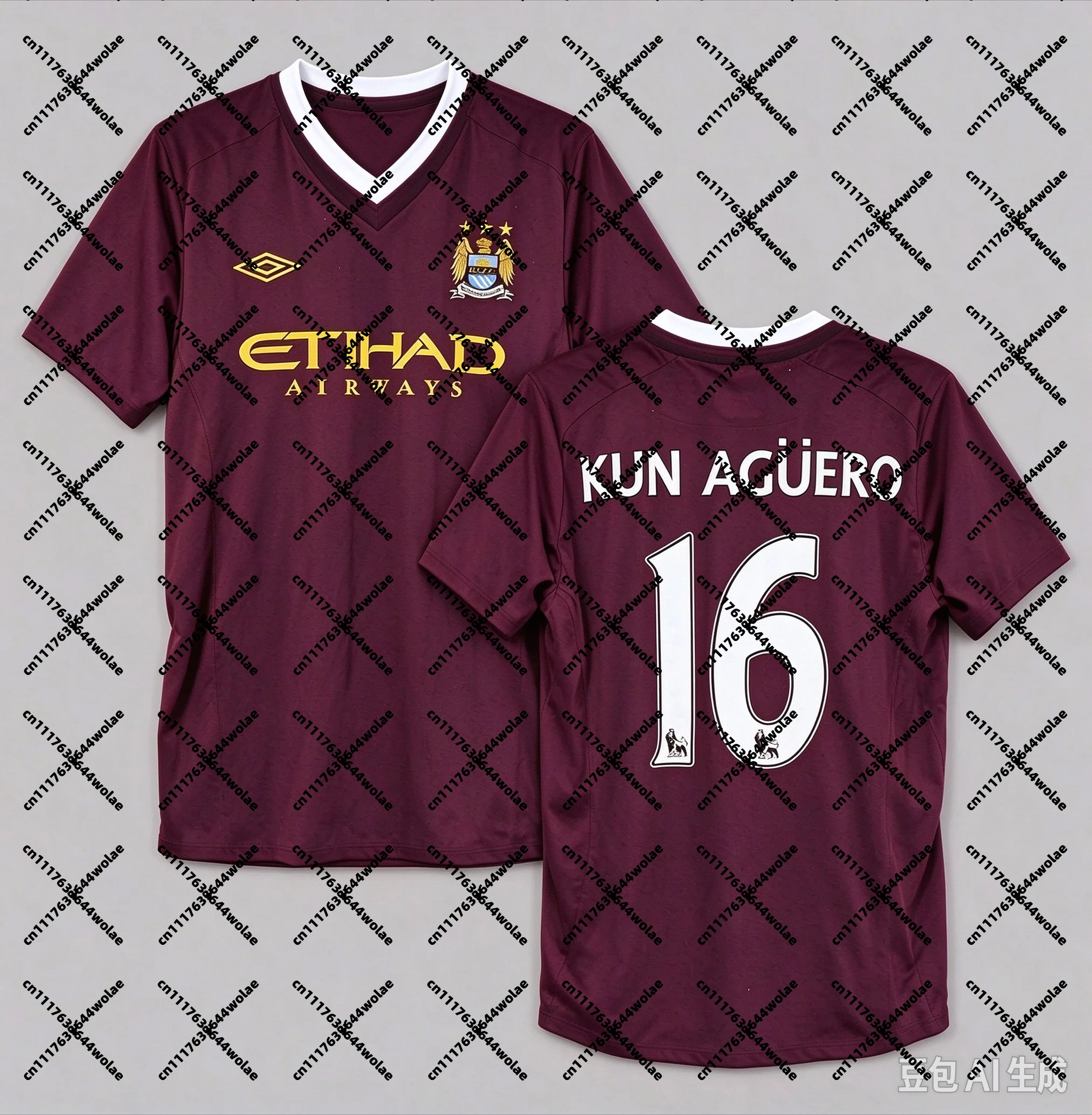 2012/13 Season Manchester Kun Agüero 16# Unisex Football Jersey, 3D Print Sport Breathable Mesh Quick Drying Training Jersey
