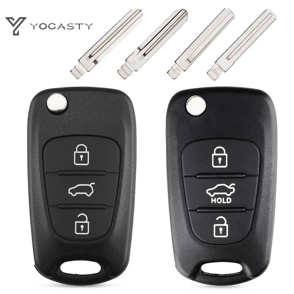 YOCASTY Flip Remote Car Key Auto Shell Case per Kia K2 K5 Rio 3 Picanto Ceed Cerato Sportage per Hyundai I20 I30 IX35 I35