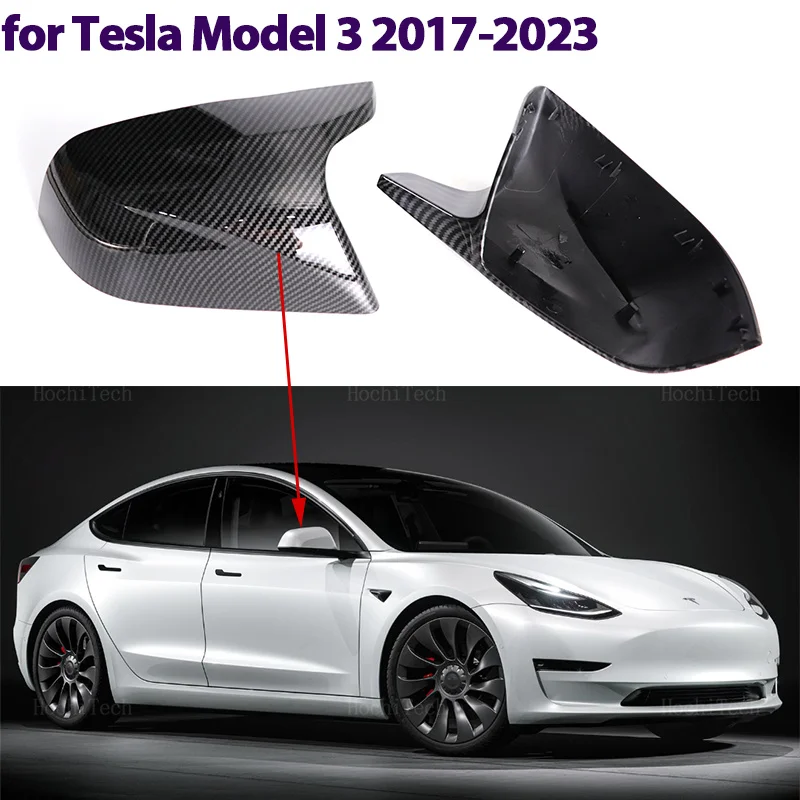 

Carbon Fiber Pattern Black Side Mirror cover Caps for Tesla Model 3 2017 2018 2019 2020 2021 2022 2023