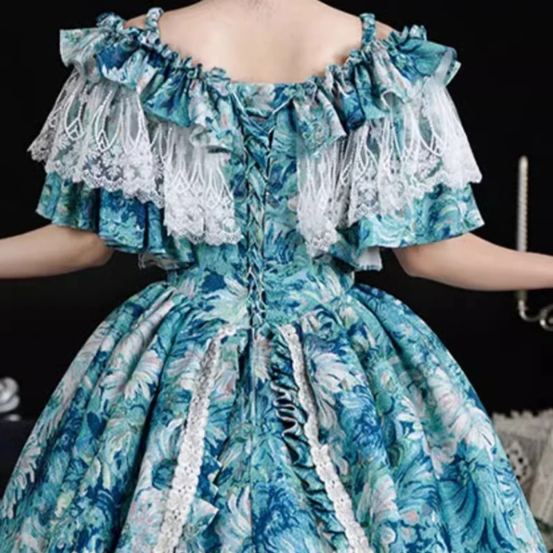 ยุโรปพิมพ์ศาลชุดขุนนางชุดวันเกิดบทบาทเล่นเกมโต๊ะละครภาพ masquerade เจ้าหญิง Glamorous ชุด