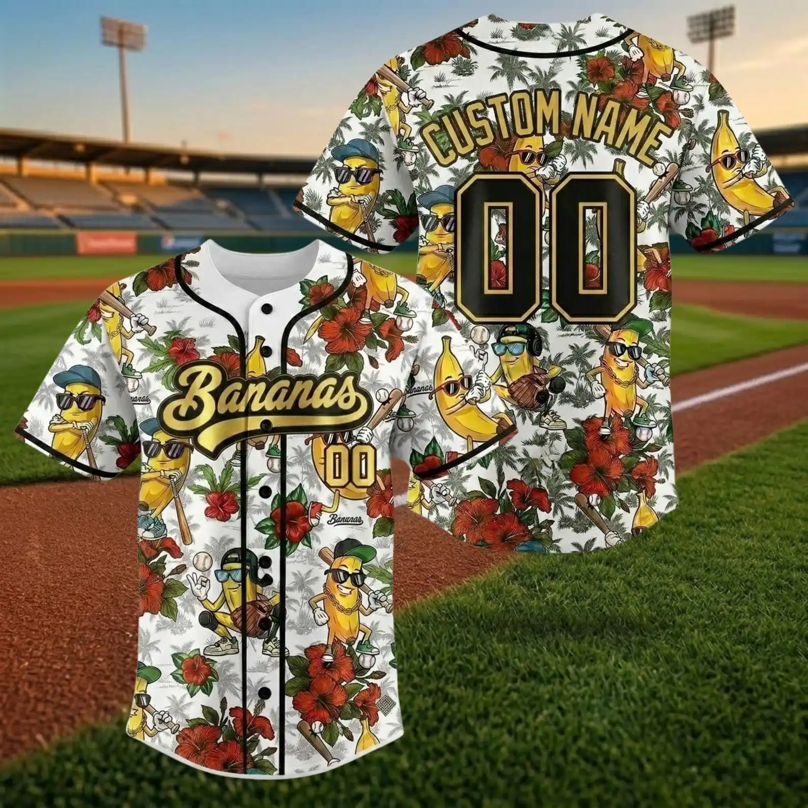 Black Banana Team Baseball Jersey Custom Name Number Personalized Sports Shirt Breathable Fan Uniform Top