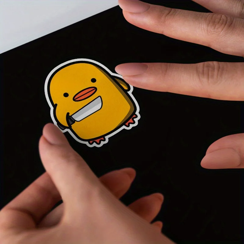 4PCS/SET Humorous Duck Holding Knife Vinyl Stickers, Cute Playful Decor for Skateboard, Notebook Cover and Car Window