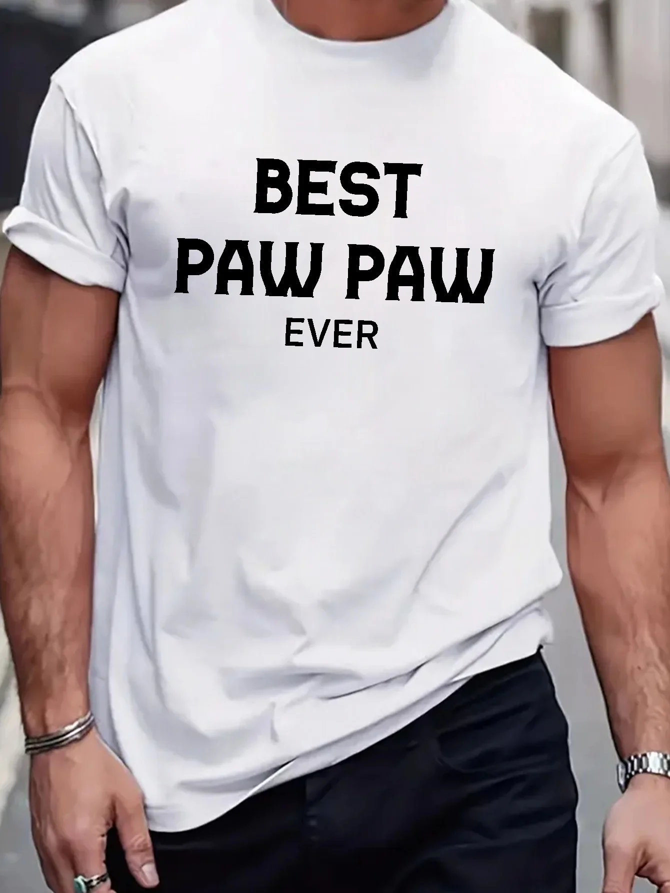 

Мужские футболки больших размеров с лучшим принтом Paw Ever и короткими рукавами, удобные повседневные эластичные топы с круглым вырезом, мужская одежда