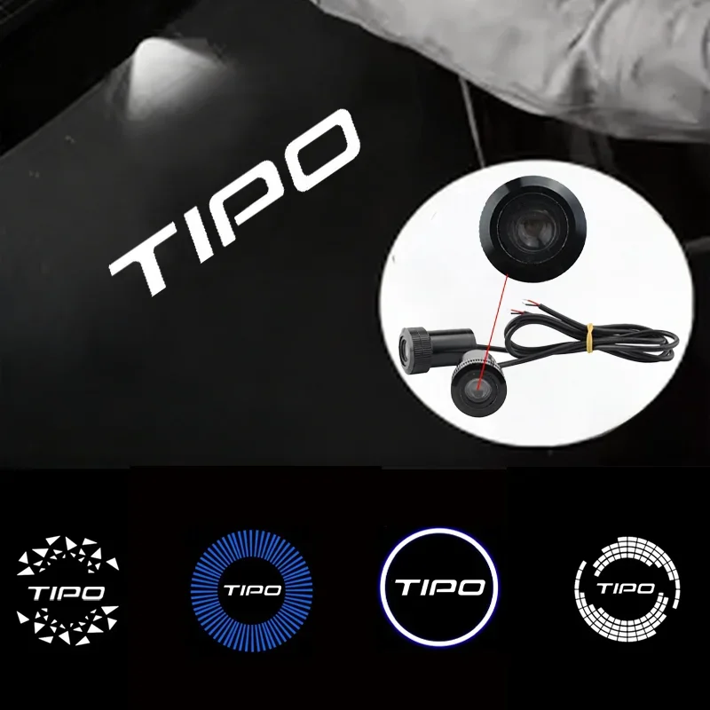 2Pcs For Fiat TIPO Logo Ultra Bright LED Car Door Ghost Shadow Projector Light Welcome Courtesy Lamp Logo Styling Accessories
