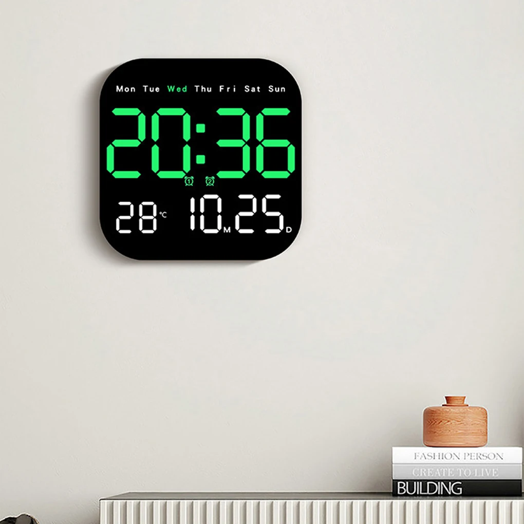 Alarm Clock LED Wall Digital Temperature Date Remote Multiple Functions Electronic Table Clock Room