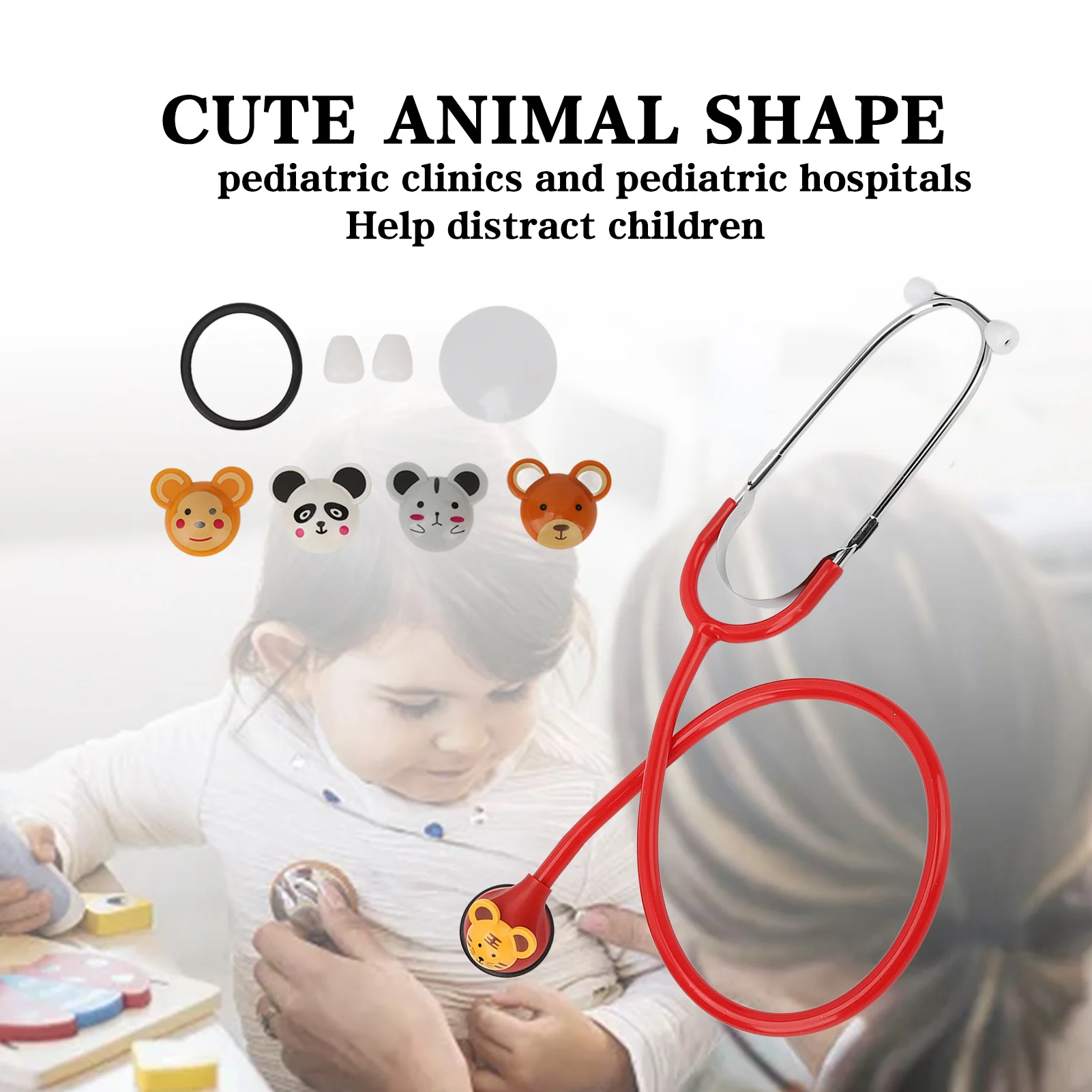 Stethoscope Cartoon Animals 5 Heads Multiple Colors Soft Ear Plugs Pediatric Stethoscope Kid Friendly for Pediatrician