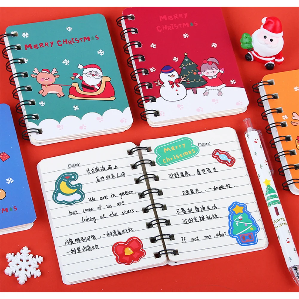 

Christmas Decorations A7 Mini Notebook Portable Pocket Notepad Diary Planner Agenda Memo Office School Stationery Kids Gift