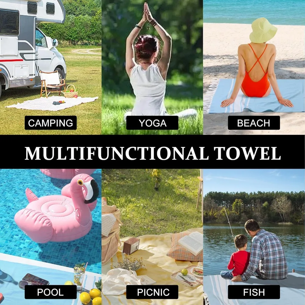 Bulk Oversized 39x71 Turkish Striped Beach Towels - 12 Pack Large Quick Dry Bath Pool Towels for Adults Lightweight Travel Towel