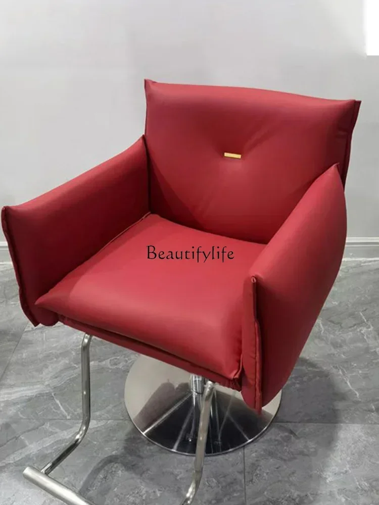 For Hair Salon Hot Dyeing Chair Silicone Leather Fashion Adjustable Rotating Hairdressing Chair