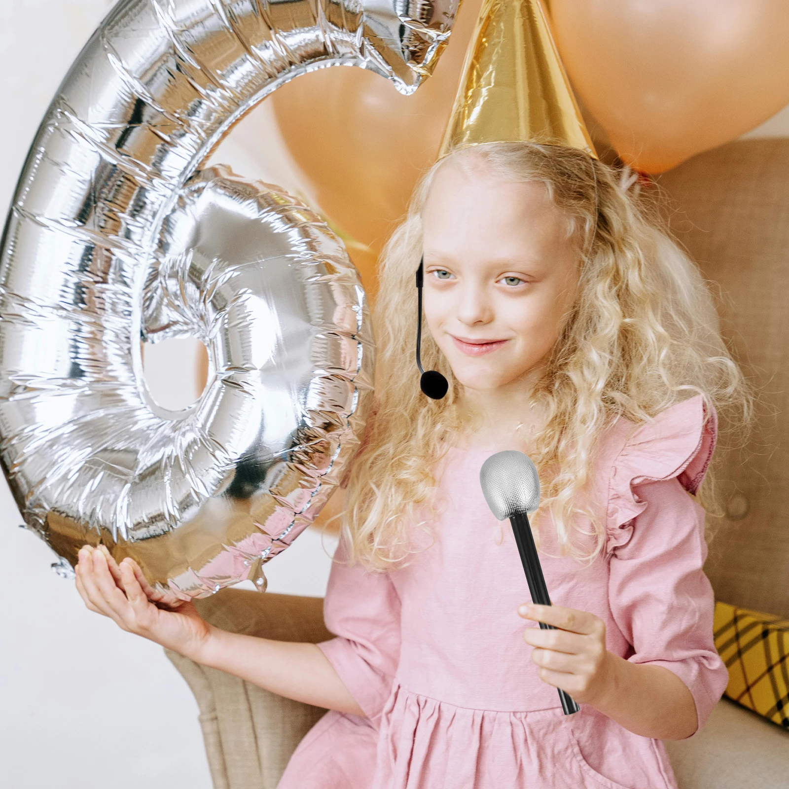 

1set Simulation Microphone Props Kids Toy Realistic Foam Glitter Party Favor Performance Stage Decor pretend