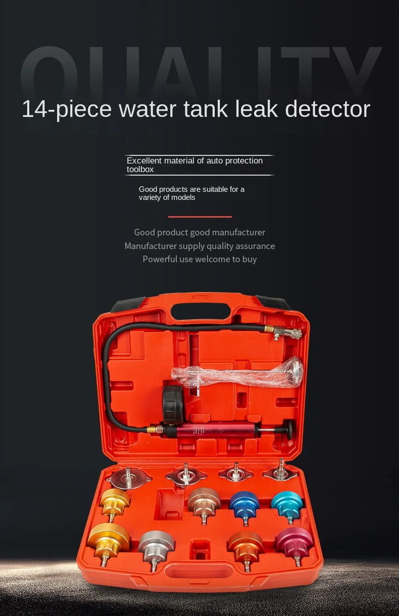 

14 Pieces Water Tank Leak Detector Detector Car Cooling System Tester Auto Repair Pressure Gauge Water Tank Detection Tool