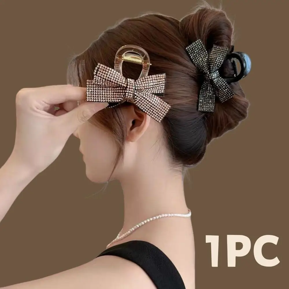 

Простой элегантный неметаллический высокий хвост, заколка в виде акулы, модный полный бриллиантовый бант, заколка для волос, роскошные романтические аксессуары для волос
