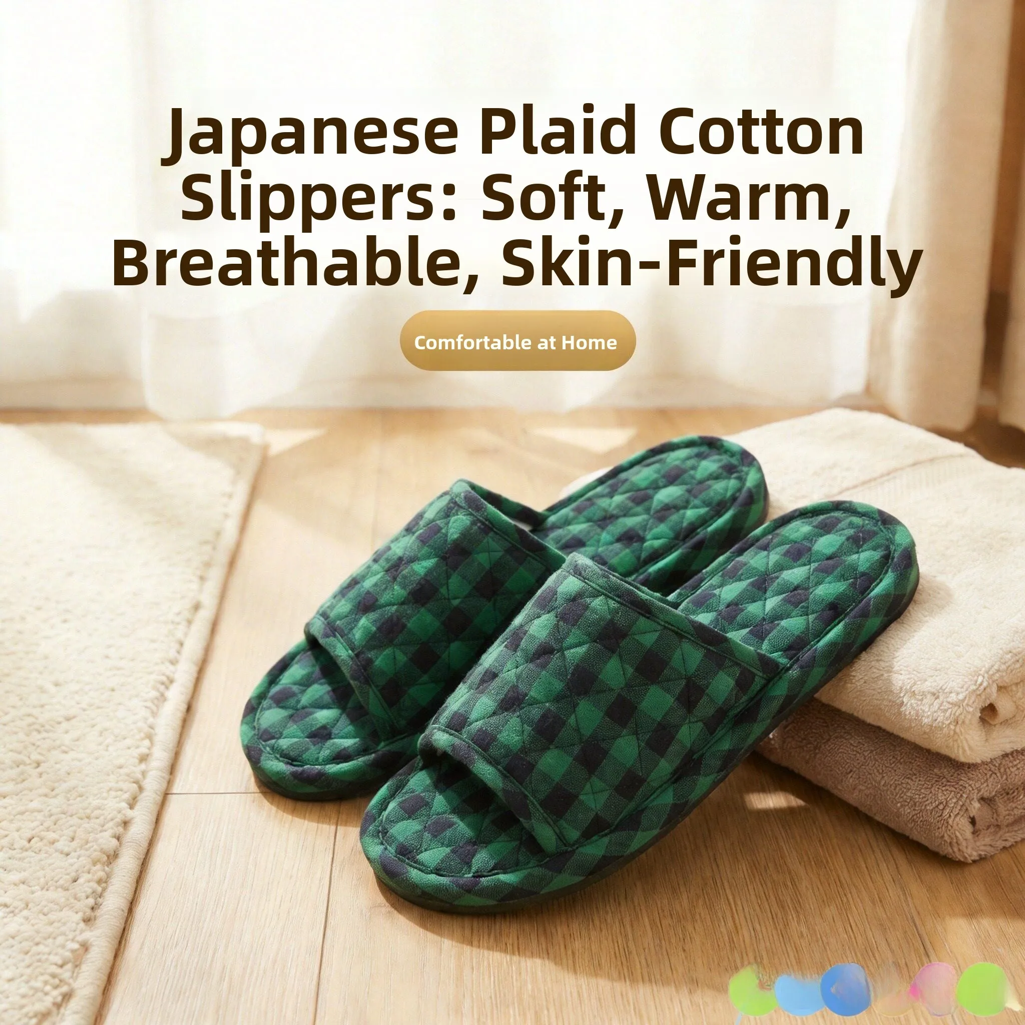 

Indoor Fabric Bottom Slippers Soft Sole Women's Home Comfort Shoes Machine Washable All Seasons Floor Mat Protecting Slippers