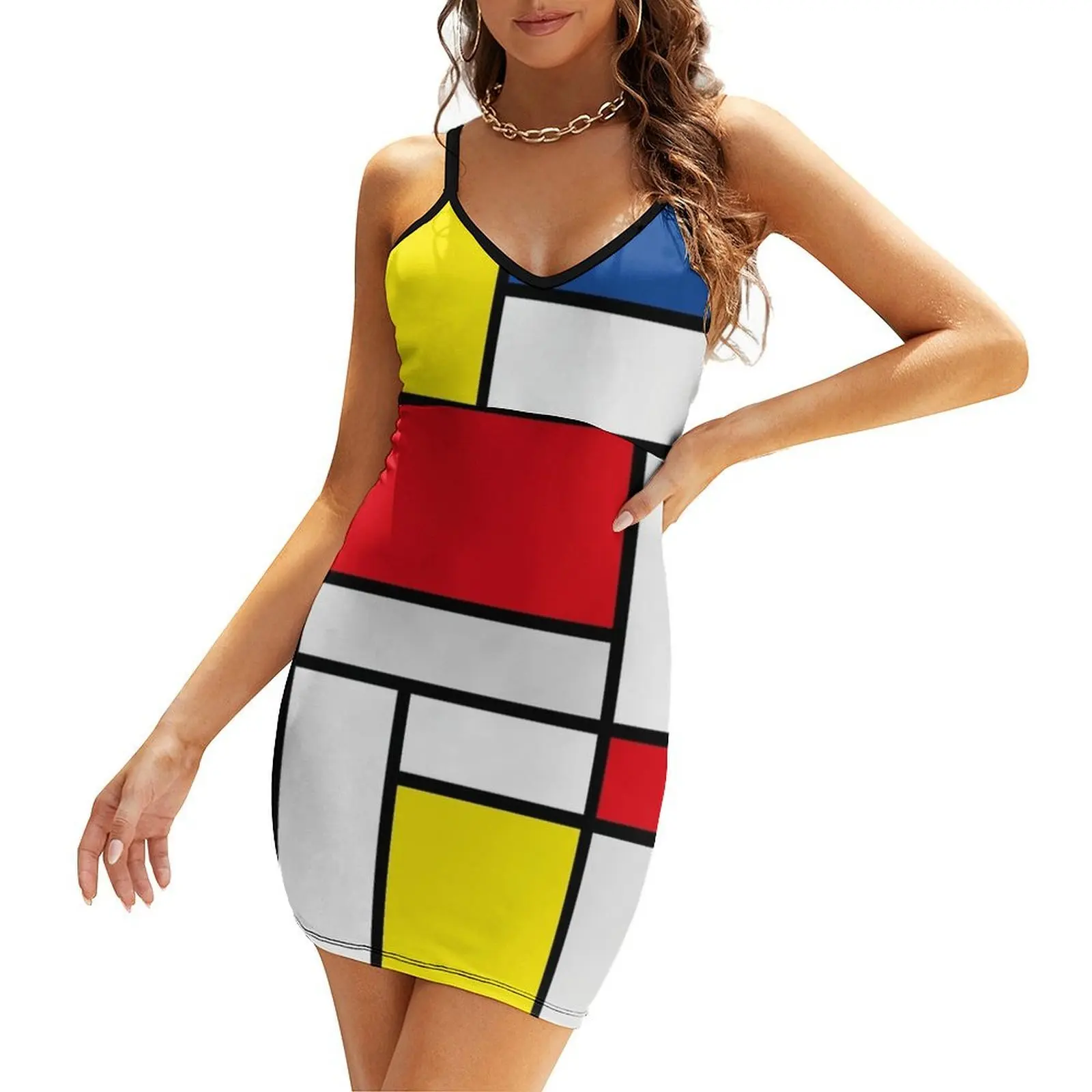 

mondrian minimalist de stijl modern art abstract design new Sling Dress Woman dresses women dresses dress korean style