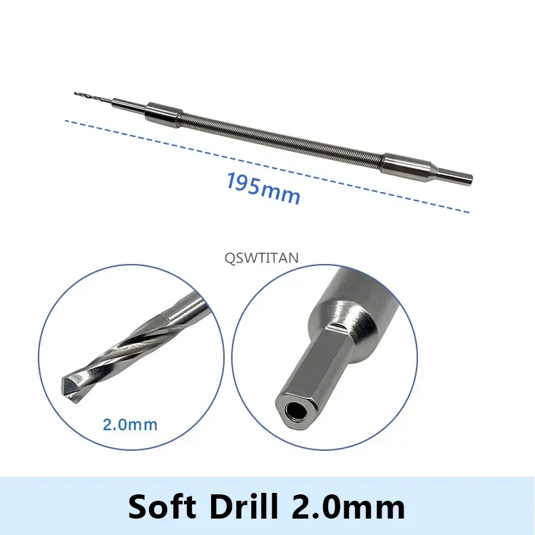 Imagem -04 - Broca Flexível em Broca Óssea Ortopédica Macia Instrumentos Cirúrgicos para Ortopedia 2.0 2.5 3.2 mm Aço Inoxidável