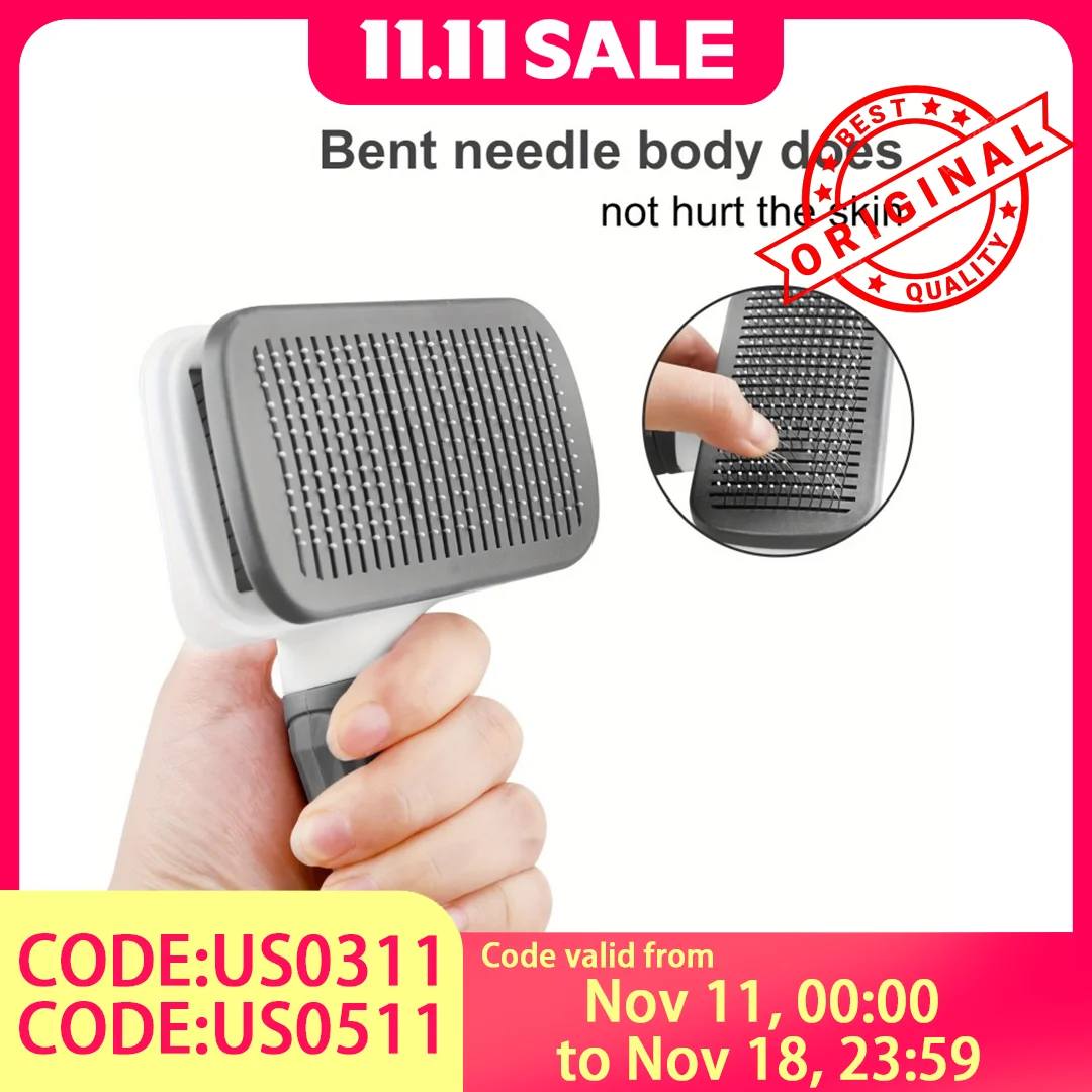 فرشاة للعناية بالحيوانات الأليفة 2 في 1 - تدليك أداة تصريف الشعر مع سهولة التنظيف