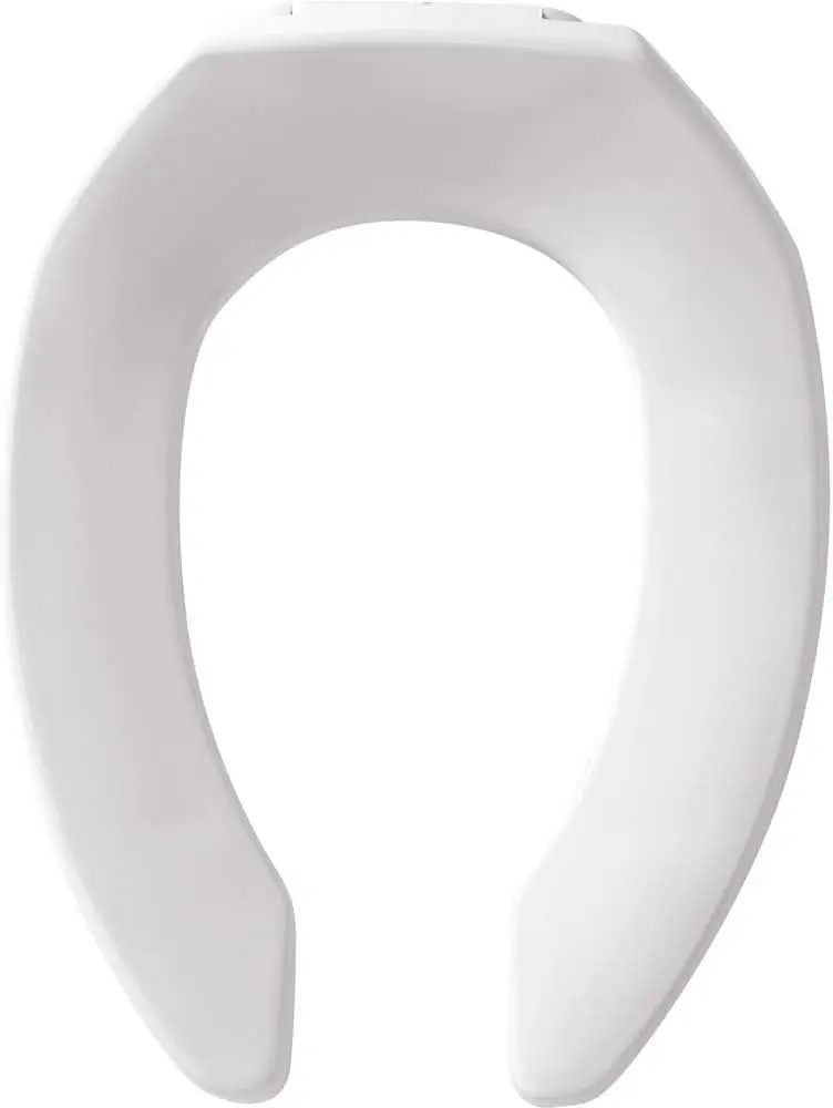 

Heavy Duty Commercial Open Front Plastic Toilet Seat, No Slam Industrial Design with Secure Installation, Elongated White