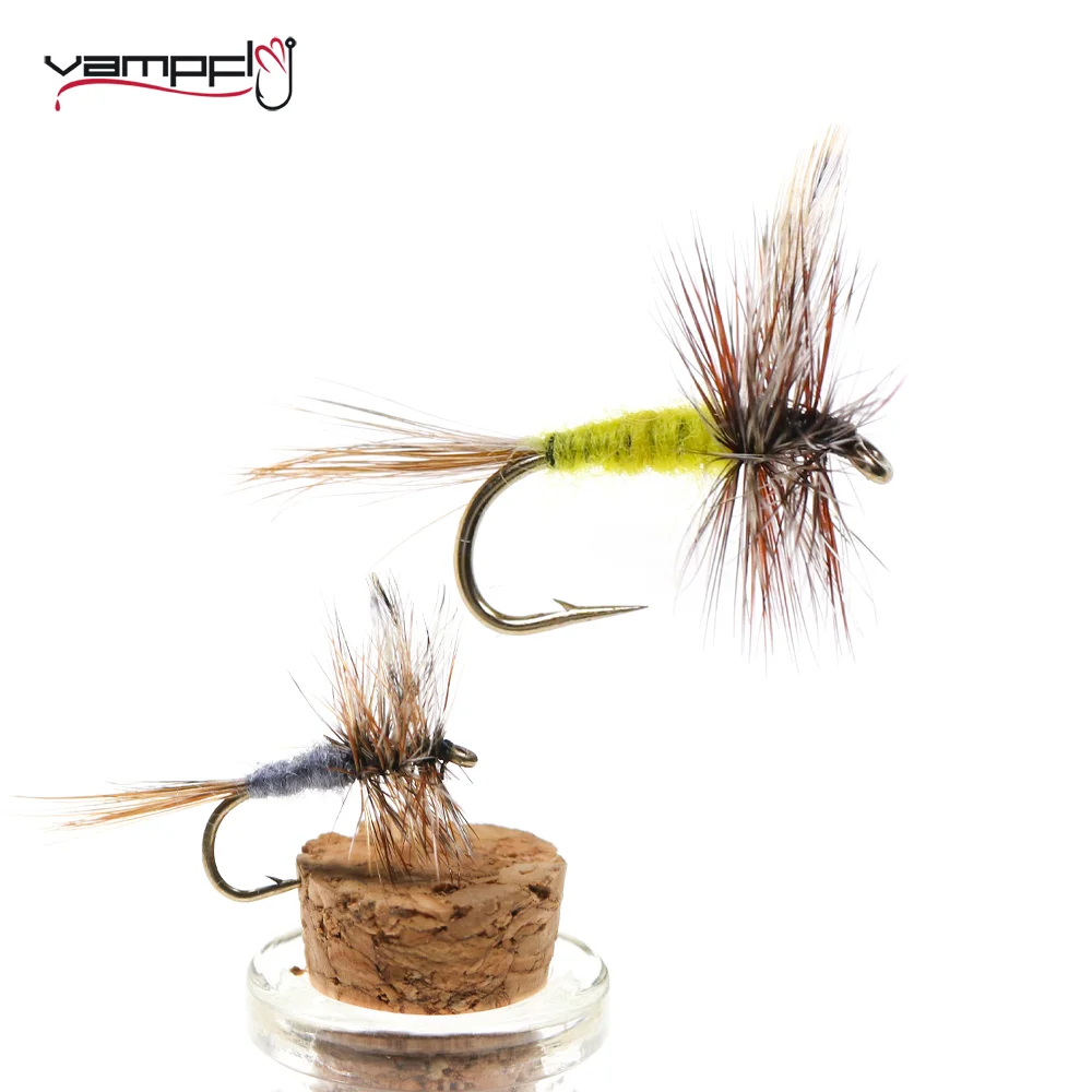 Vampfly 10PCS Size 10#-18# Adams Series Trout Fishing Dry Flies Fly Fishing Bait Caddis Midge Adult Mayfly Fly Fishing Lures