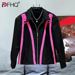 PFHQ Personalized Fashion Design New Men's Jacket Loose Versatile Casual Trend Korean Double Zipper Decorative Tops 21Z5802