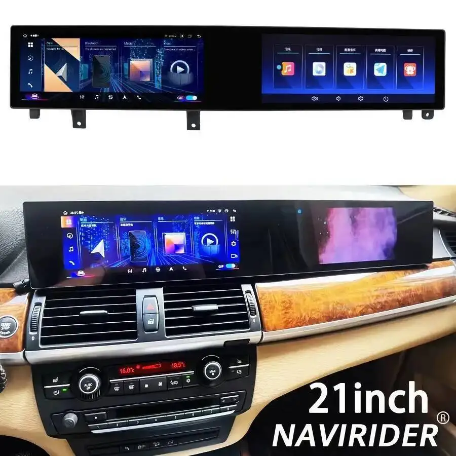 

21-дюймовый автомобильный мультимедийный видеоплеер HU Navi BT DSP CarPlay 4G 1920*720P с изогнутым экраном для BMW X5 X6 E70 E71 2007 ~ 2013 CCC CIC GPS