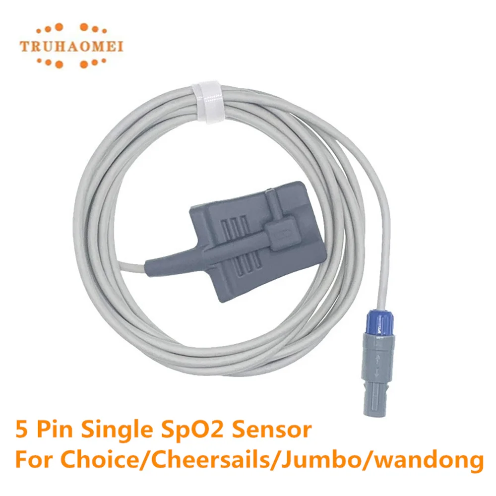 

Compatible for Choice Cheersails Jumbo wandong Reusable 5 Pin Single SPO2 Sensor 2.5 Meter SAO2 Heart Rate Probe