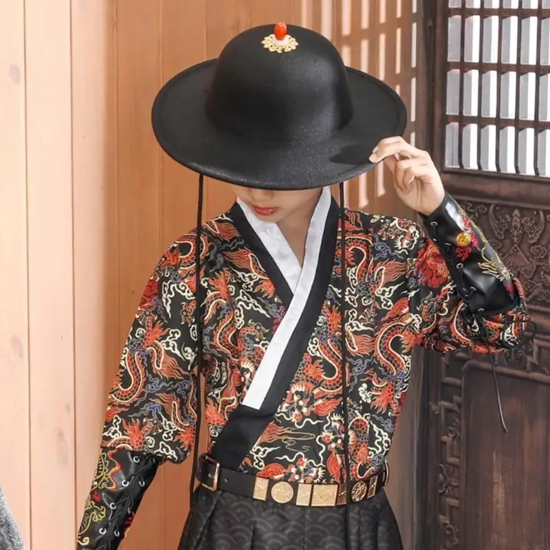 

F19F Vintage Parent Kids Hanfu Hat Unveils the of Historical Occasions and Dive into Captivates Role Playing Adventures