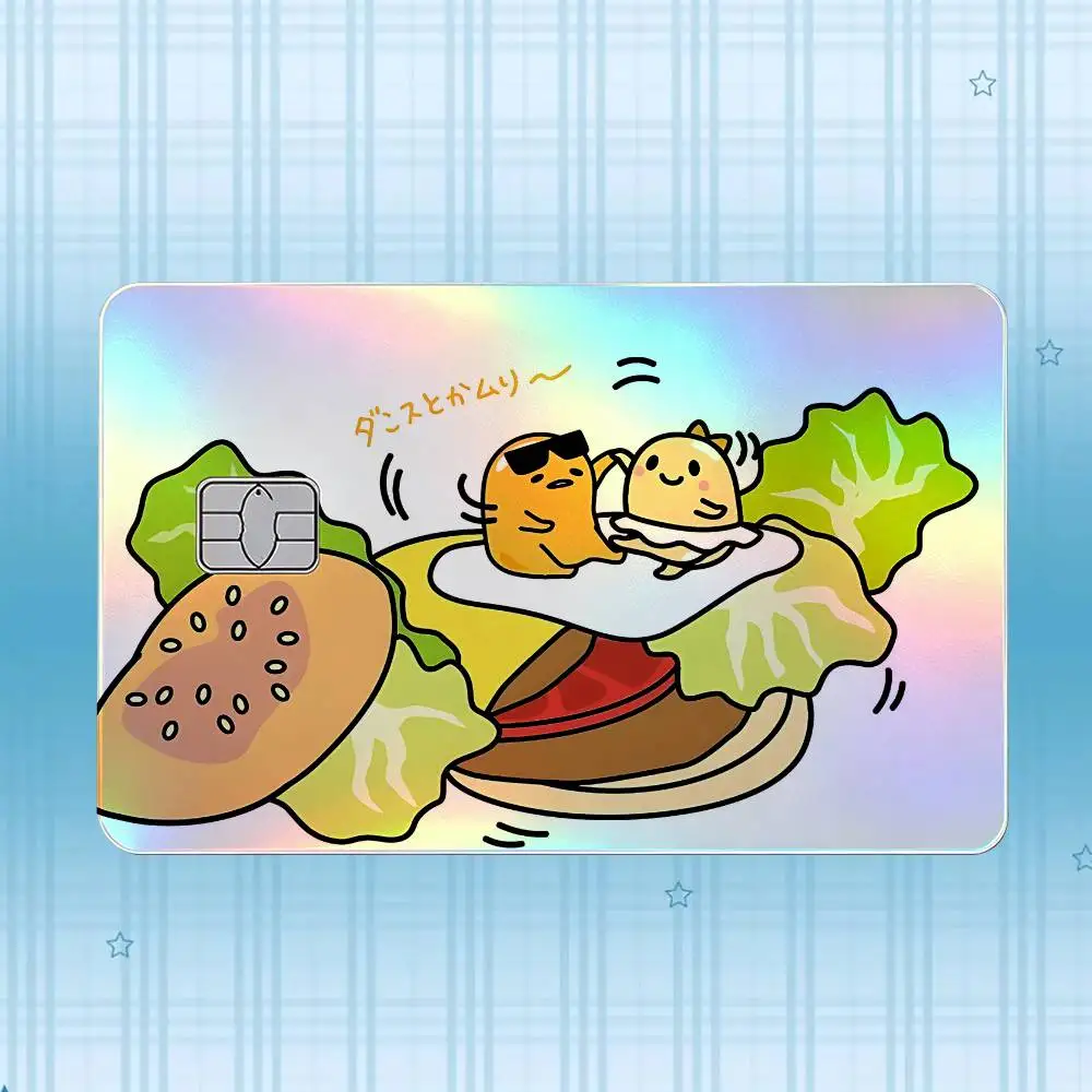 G-Gudetama Laser-Hologramm-Karten-Skin-Aufkleber für Kredit- und Debitkarten – 4 Stück/Set, wasserfester, kratzfester Schutz – Detail 7